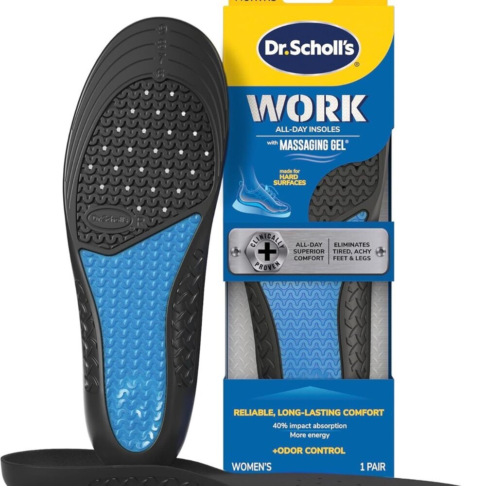 Work All-Day Superior Comfort Insoles with Massaging Gel - Designed for Men & Wo